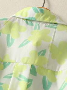 Áo sơ mi dài tay nữ in họa tiết hoa lá kiểu Pháp, cổ cài cúc, mẫu mới về mùa xuân/hè. - Màu xanh Bạc hà - Xem 4