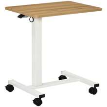 HOMCOM Sit-Stand Desk, Height Adjustable With Casters, C-Shaped, Space-Saving Laptop Table, Natural White, 70-110 Cm, Up To 70 Kg - Mustard Yellow - View 1