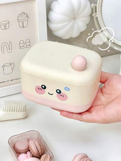 Jabonera de doble capa con tapa, diseño impermeable para almacenar jabón y artículos pequeños, organizador de escritorio lindo, adecuado para cocina, dormitorio, encimera del baño, unisex, accesorio de baño, decoración del hogar