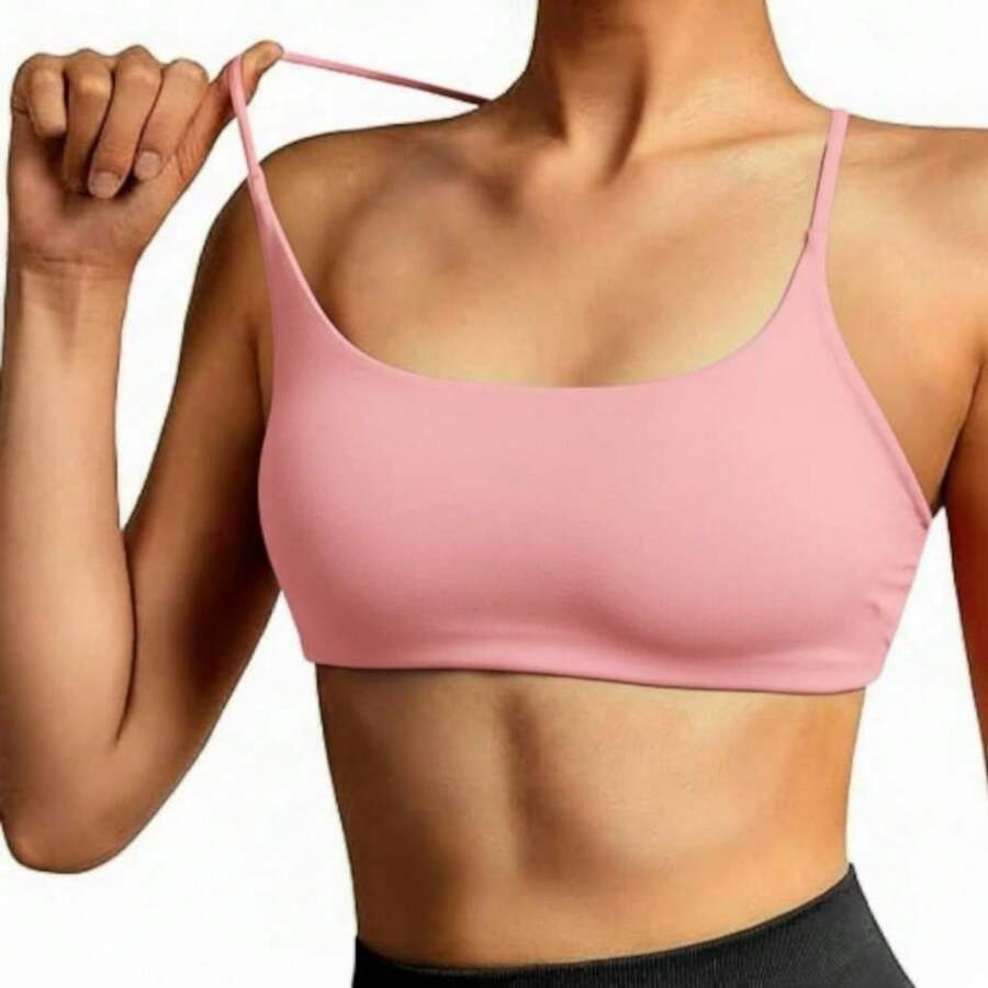 Gym Top With Double Straps, No Underwire, No Transparency, Fashion Colors - Màu hồng gỉ - Xem 1