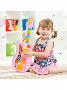2-In-1 Children's Electric Guitar Toy, Foldable, Guitar & Piano Dual-Use, Suitable For Beginners, Early Education Toy, Children's Gift/Christmas Gift - Pink - View 10