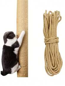 10m Durable Jute Cat Scratching Rope - High Quality, Durable And Interactive Cat Scratching Post, Ideal For Protecting Furniture And Decor, Easy To Install, Replaceable Cat Scratching Post, Natural Texture, Suitable For Indoor Use, Pet Home Supplies | Decorative Cat Scratching Post | Sturdy And Durable Cat Toy, Cat Accessories - Multicolor - View 4
