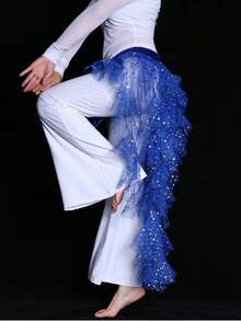 Leichter Chiffon Hüftschal für Bauchtanz mit mehrlagigem gerüschtem Taillenband, Tanzrock, Bühnenperformance Tanzdekoration und Accessoires (verschiedene Farben erhältlich) - Verschiedenfarbig - Übersicht 6