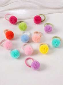 20 buc/pachet drăguț colorat pufos bile de păr elastice, accesorii de păr pentru bebeluși, elastice de păr pentru fete - Multicolor - Vizualizare 4