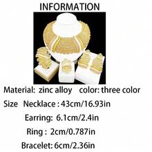 High Quality Classic Design Gold Plated Jewelry Set For Women Tricolor Necklace Earrings Bangle And Ring For Wedding Party Gift Or Daily Wear