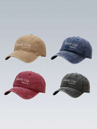 1顶女士棒球帽，沙特俱乐部风格，优雅华丽，精致刺绣，水洗面料，透气柔软，复古简约时尚，女士配饰，防晒帽，韩版时尚风格