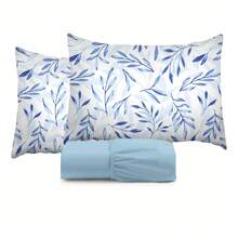 King Size 3-Piece Sheet Set, 400 Thread Count Cotton, Soft Touch, With Elastic And Printed Pillowcases, 50x70cm - Blue - View 1