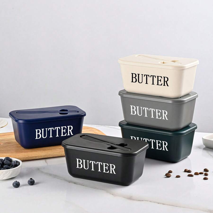 Butter Dishes With Lid For Refrigerator And Countertop, Butter Holder With Cover And Knife,Large Butter Container For Kitchen - Multicolor - View 1
