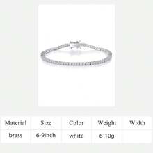 VOLUKA 2.0mm Tennis Bracelet, 18K White Gold Plated 2mm Round Cubic Zirconia Classic Tennis Bracelet - White - View 16