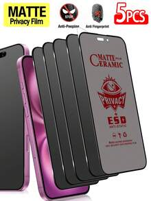ZYSHI 5pcs/Set Matte Anti-Spy Privacy Screen Protector Film, Full Coverage, Anti-Fingerprint, Anti-Scratch, Protect Privacy, Smooth Touch, Compatible With 17 Pro Max/17 Pro/17 Air/17/16 Pro Max/16 Pro/16 Plus/16/15 Pro Max/14 Pro Max/13 Mini/12/11/XS Max/XR/8+/7 Plus Series - 5PCS Ceramic - View 33