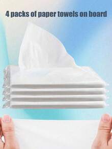 4 Packs Of 30 Sheets Car Tissue Paper, Suitable For Car Tissue Box, Vehicles, Home And Bathroom Use - White - View 4