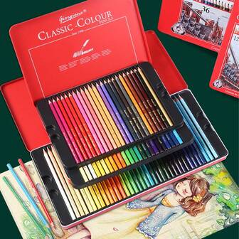 120色油性彩铅套装，油性彩铅，彩铅绘画素描艺术用品，专业艺术绘画套装，金属盒包装，返校及毕业礼物，学生用品，适合学校使用，成人涂色及绘画，返校必备及礼品