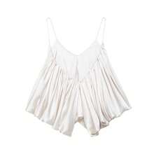 Seelio Summer New Women's Fashion Sexy Satin Pleated Camisole Top - Champagne - View 2