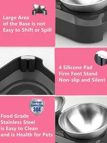 带不锈钢碗的猫用高脚碗，易于清洁，配有防滑硅胶垫，0°和15°倾斜角度，保护颈部，适合宠物、猫和幼犬喂食喂水。