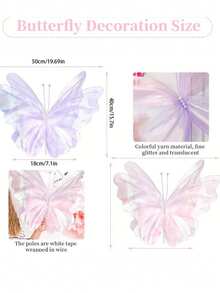 2pcs Mariposa Gigantes Decorativa Gasa Artificiales Mariage,50cm Mariposa Romántica De Degradado De Color 3d Para Decoración De Boda, Mariposa Artificial De Seda Para Decoración De Vestido De Novia, Decoración De Fiesta, Festival Al Aire Libre, Mariposa De Gasa Gigante Falsa, Regalo Del Día De San Valentín, Día De La Madre, Graduación, Fondo De Fotografía De Compromiso, Guía De Mariposas. Globo De Macaron. Decoraciones Navideñas y De Invierno. Decoración De Árbol De Navidad Con Mariposas. - Púrpura malva - Ver 11