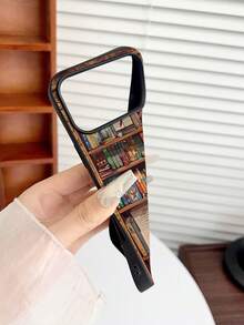 1PC Retro Magic Bookshelf Pattern Phone Case, Personalized Street Photography Wind Anti Drop Case Pattern, Simple Large Hole 1.6 Thick Large Hole Phone Case For Better Protection Of The Phone, With Anti Drop And Impact Resistance, Compatible With Apple 11/11 Pro/11ProMax,12/12Pro/12ProMax,13/13Pro/13ProMax,14/14Pro/14Plus/14ProMax,15/15Pro/15Plus/15ProMax,16//16Plus/16ProMax,17/17Pro/17Air/17ProMax,7/8/7Plus/8Plus,X/XS/XR/XSMax - Black - View 4
