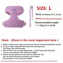 Spring New Plaid Pattern Dog Harness And Leash Set, Made Of Soft Breathable Mesh Fabric, Back Equipped With Round Ring For Increased Stability, Anti-Friction Design, Adjustable Size, Suitable For Small Dogs - Fashionable And Comfortable, Ideal For Daily Walking And Training. Matching Leash Has Waste Bag Holder. - Mauve Purple - View 10