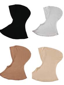 4件装女士纯色莫代尔衬头巾，可遮盖颈部，弹性柔软透气，可作头巾帽、阿巴雅长袍配饰、日常衬头巾、女士面纱 - 彩色 - 查看 33