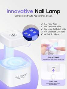 PEACECOLOR 14Pcs Clear Nail Tips Starter Kit-2Pcs Jelly Nail Gel Polish 10ML With Portable UV LED Lamp Base Top Coat Firmly Adhered Nail Tips Long-Lasting Shiny Nail Gel Polishes-Creative Art Nail Art Set - 01 - 查看 8