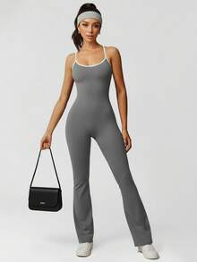 6pecil 女士无袖连体裤，休闲、时尚、性感、优雅，U领修身设计，适合瑜伽、毕业典礼、圣诞节、新年及各种场合。 - 灰色 - 查看 6