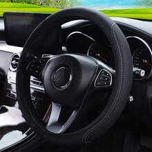 15in/38cm Soft Leather Car Steering Wheel Cover, 3D Embossed Wear-Resistant, Elastic Band Grip, Suitable For All Seasons, Women - one-size - View 5