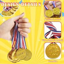 10/30pcs Gold Plastic Small Medals, Multi-Item Party Favor Pack, Portable Pentagram Design, Durable PP Material, Perfect For Parties, Games, Sports Events And Costume Performances, Ideal For Games And Celebrations, Sports Competitions, Talent Shows, Spelling Bees, Birthday Parties, Group Activities, Holiday Gatherings, Back To School, Singles Parties, Party Supplies, Party Favors, Competition Medals, Party Medals, Gifts For Men - Multicolor - View 3