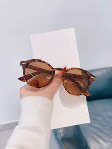 1/3/5pcs Unisex Casual Ombre Retro Round Eyeglasses Set, Versatile For Outfits, Street Style, Travel, Beach - Multicolor - View 5