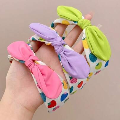 Diadema con lazo de fresa, diadema linda, diadema con orejas de conejo 3D, diadema de tela con forma de fresa estilo princesa, accesorio para el cabello con lazo antideslizante para fiestas