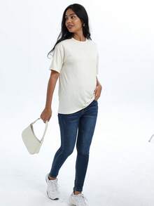 A Pure White Women's Outdoor Sports Short-Sleeved T-Shirt - White - View 5