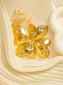 1pc/Pack 304 Stainless Steel Hollow Floral Edged Exaggerated Big Heart Shaped Accessory, Fashion Versatile DIY Jewelry Material - Lace Heart Accessories - View 6