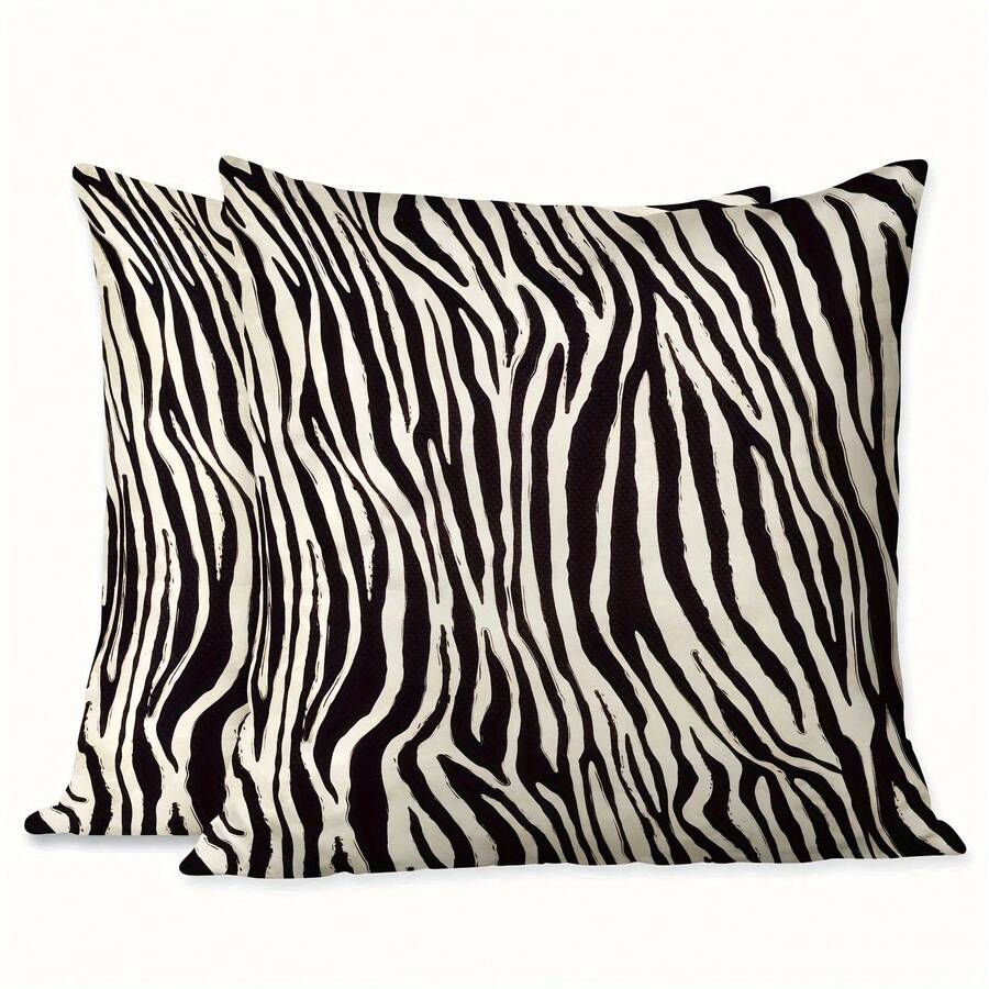 1pc 18x18 Inch Decor Throw Pillow Covers Black Yellow Zebra Skin Pattern Texture Pillow Cases For Bedroom Living Room Pack, No Pillow Insert - phong cách1 - Xem 1
