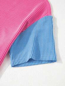 Acelitt Women's Casual Colorful Contrast Pattern Graphic Loose Fit Round Neck Short Sleeve T-Shirt, Beach Style For Summer - Multicolor - View 7