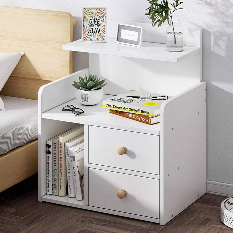 LYNICESHOP 23.6 Inch Small Nightstand With 2 Drawer And Open Shelf,Multipurpose Bedside Table,Short Side Table For Low Bed,Living Room Bedroom,White Holiday Gift (US Stock) Faster Delivery - 預設 - 查看 1