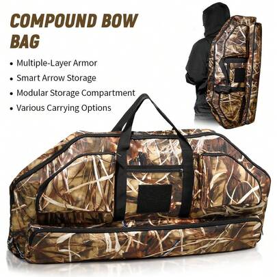 Outdoor Hunting Compound Bow Case, Soft & Lightweight, With Arrow Quiver And Backpack Straps, 4 Pockets