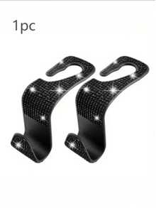 闪亮水钻汽车后座头枕挂钩 - 时尚车载钱包包挂件，配有可调节肩带 - 男女皆宜的奢华汽车内饰配件，完美适用于手提包、钱包和购物袋