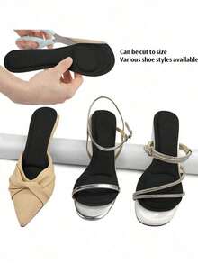 1 Pair Women's Sweat-Absorbing Anti-Slip Sandal Insoles, Self-Adhesive Breathable 3/4 Pad, For Women Heels, Women Shoes, Kitten Heels, Beach Accessories For Women Vacation Outfits - Đen 3 - Xem 9