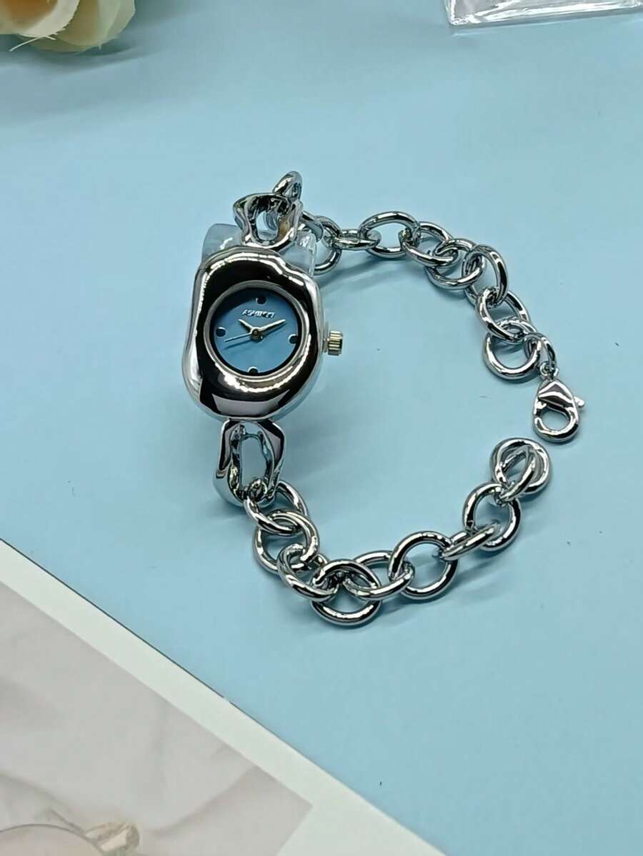1 件简约高端手链表，小巧精致不对称石英表，适合女性