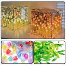 100/200颗 - 透明绿色竹叶珠和渐变郁金香珠 - 带孔亚克力叶子吊坠，适用于DIY珠宝制作、钥匙扣、耳环 - 散装夜灯工艺材料，适用于项链珠子、手链配件和亚洲风格工艺品 - 亞克力珠 - 查看 7