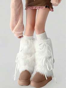 1Pair Solid Color Warm Fluffy Leg Fuzzy Leg Warmers , Plush Soft Furry Winter Warmers For Daily Wearing And Outings, Ins Style, Y2K Style, Suitable For Fall&Winter - Nhiều màu - Xem 3