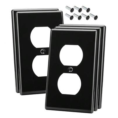 Bates- Duplex Wall Plate, 5 Pack, Black, Electrical Outlet Cover Plates, Wall Outlet Cover,StandardSize,5Pack