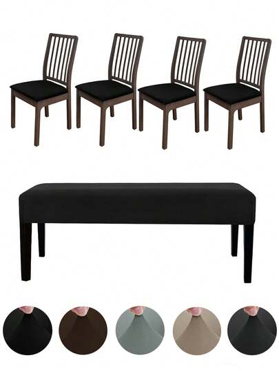 Milk Silk Stool Cover + Bench Cover Set, All-Season Modern Minimalist Chair Cover, Dust Cover, Scratch-Resistant, Anti-Slip, Washable, Suitable For Living Room, Bedroom, Study, Light Mocha, Black, Light Gray, Meteor Gray