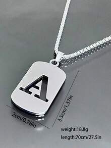 1件A-Z 26字母吊坠项链，钛钢链，男女通用学生情侣配饰，简约百搭设计 - 銀色 - 查看 9