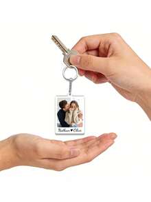 Customized Photo & Text Acrylic Keychain, Personalized Keyring, Couples Keychain, Photo Keychain, Valentine's Day Gift, Birthday Gift, Anniversary Gift, Couples Gift - Multi-colored (acrylic Keychain) - View 5