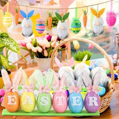 Luxury Elegant Easter Egg Decorations - Exquisite Multi-Colored Plastic Eggs, Adorned With Charming Spring-Themed Patterns, Make A High-Quality Centerpiece For The Home And Dining Table, As Well As A Lasting Easter Party Decoration For Spring Table Settings, And A Festive Tabletop Decoration For Easter Celebrations And Seasonal Home Decor.