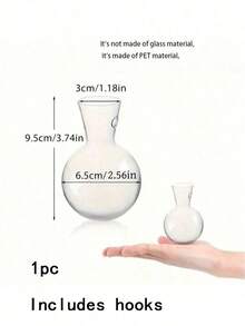 1/2pcs Modern Mini Wall-Mounted Plant Propagation Bottle, Hanging Vase, Round Planter, Home Decor, Plant Themed, Hydroponics Stem, Indoor Outdoor Multipurpose Components (Plastic Material, Plants Not Included) - Clear - View 9