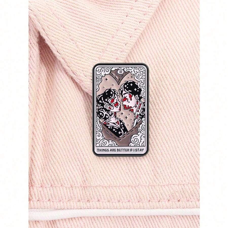 1PC "Motivational Quote" Brooch Enamel Pin, Lapel Badge Jewelry Accessory With American Punk Rock Style - Multicolor - View 1
