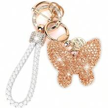 Llavero de coche para mujer con diamantes de imitacin en forma de corazn para nia, bonito llavero para Navidad, regalo personalizado - B-Oro - Ver 1