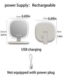 可折叠LED化妆镜，带灯，便携式，ins风，学生宿舍桌面镜，高清智能