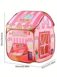 1个带透气天窗的公主游戏屋帐篷，室内公主剧场，儿童游戏帐篷，带收纳袋，大型城堡玩具，助眠，可折叠，适合室内/室外玩耍、角色扮演和想象游戏，生日、万圣节、新年和圣诞节的最佳礼物 - 彩色 - 查看 10