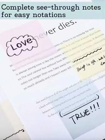 200 piezas de notas adhesivas reutilizables y semitransparentes de colores, blocs de notas transparentes, esenciales para volver a la escuela